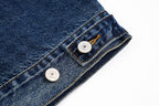 Balenciaga Blue Denim Jacket with Silver Tape Print