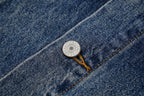 Balenciaga Blue Denim Jacket with Silver Tape Print