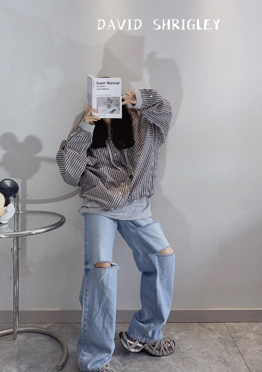 Balenciaga Paneled Plaid Hooded Jacket