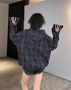 Balenciaga Purple Plaid Zipper Hooded Jacket