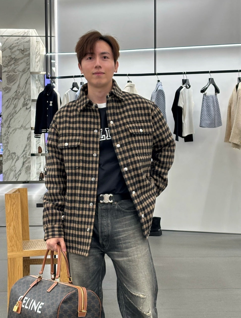 Celine Plaid Wool Jacket