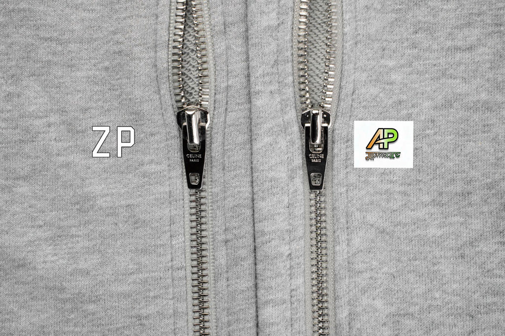Celine Grey Embroidered Zip Hoodie