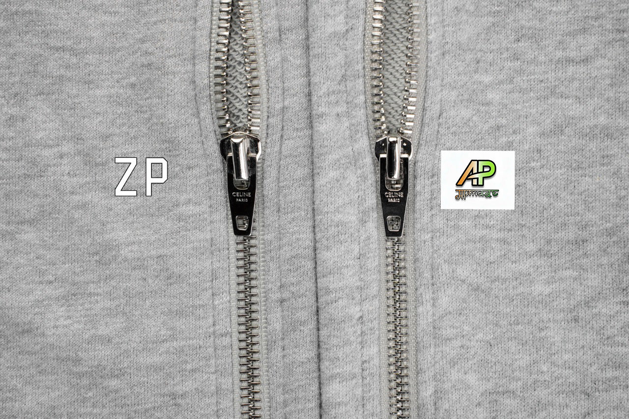 Celine Grey Embroidered Zip Hoodie