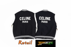 Celine Genuine Leather Letter Badge Baseball Jersey