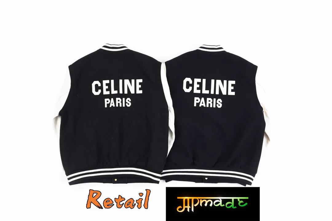 Celine Genuine Leather Letter Badge Baseball Jersey