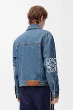 Loewe Laser Burnished Leather Logo Denim Jacket