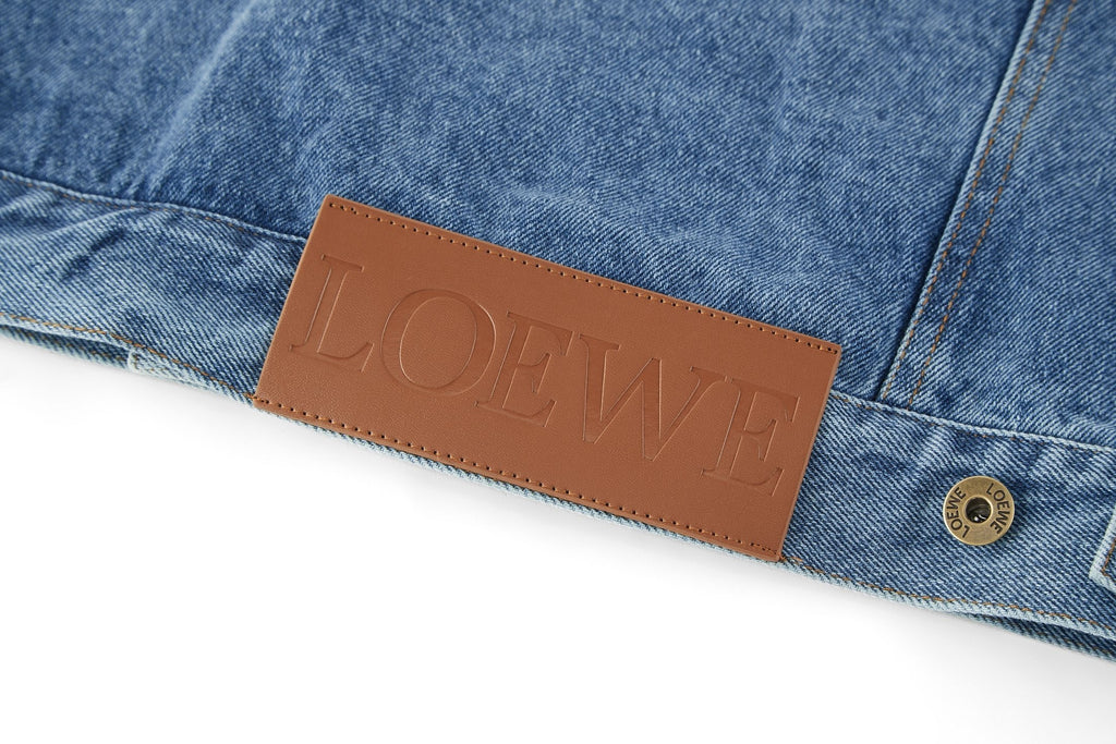 Loewe Laser Burnished Leather Logo Denim Jacket