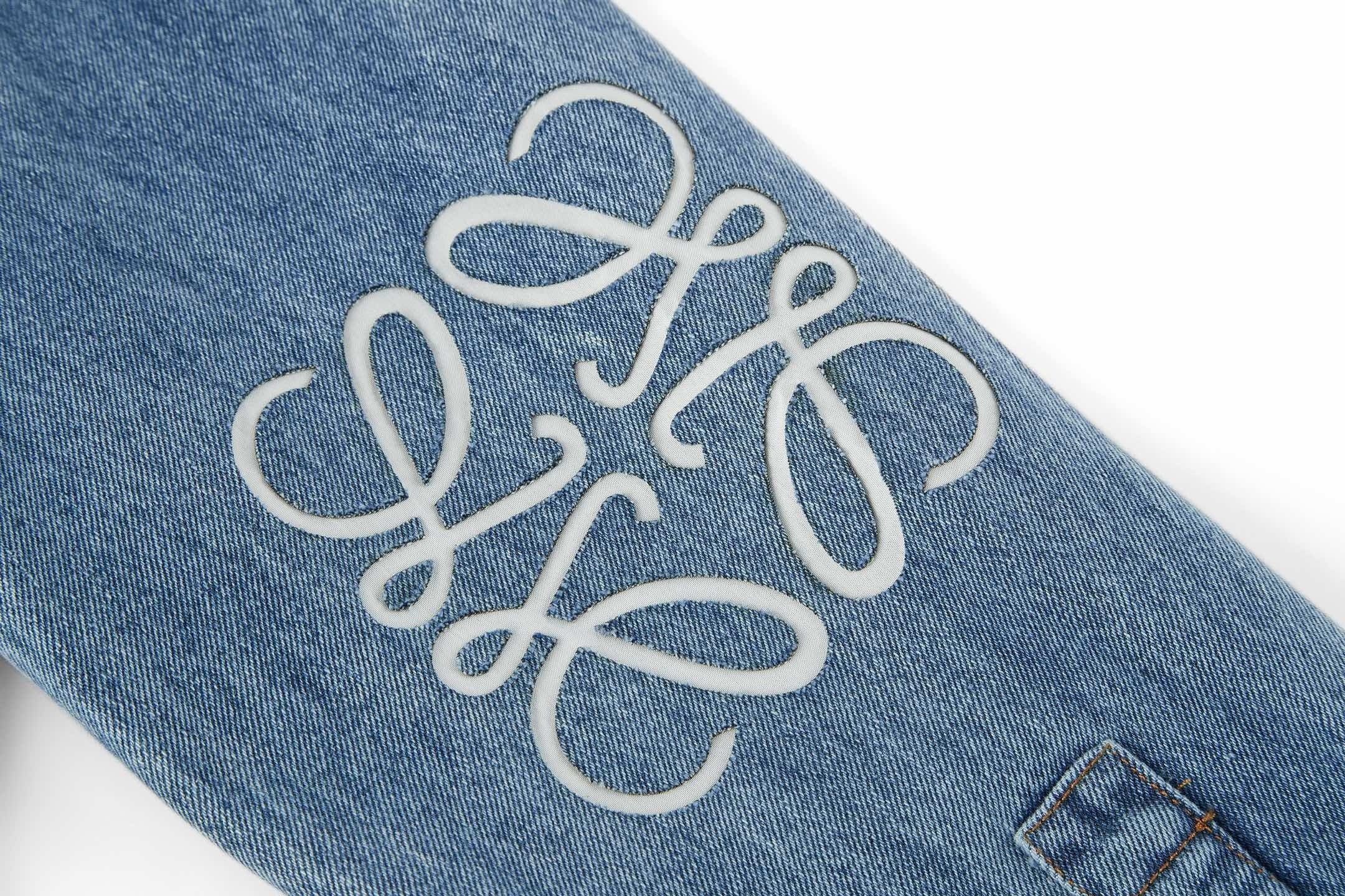 Loewe Laser Burnished Leather Logo Denim Jacket