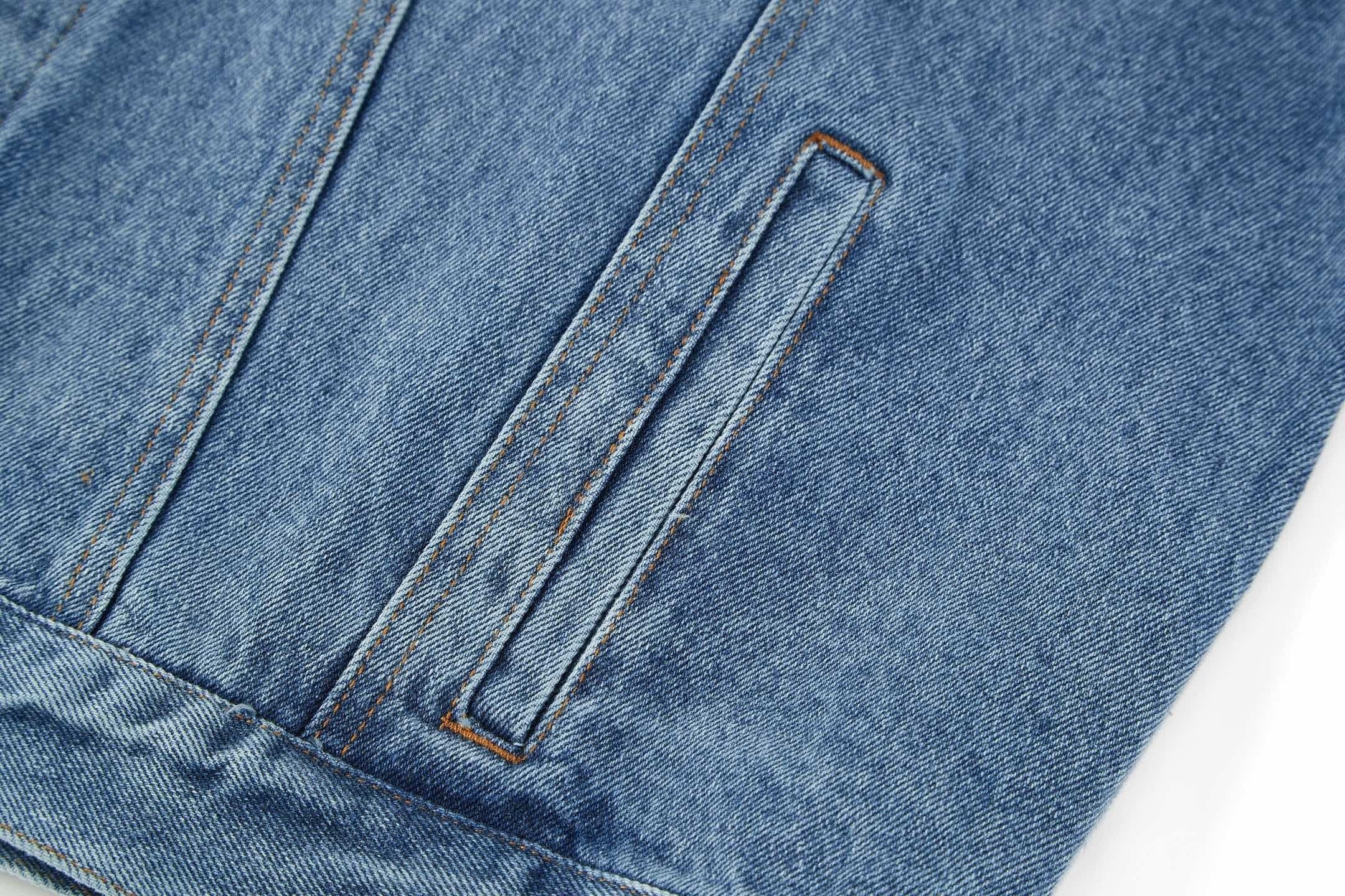 Loewe Laser Burnished Leather Logo Denim Jacket