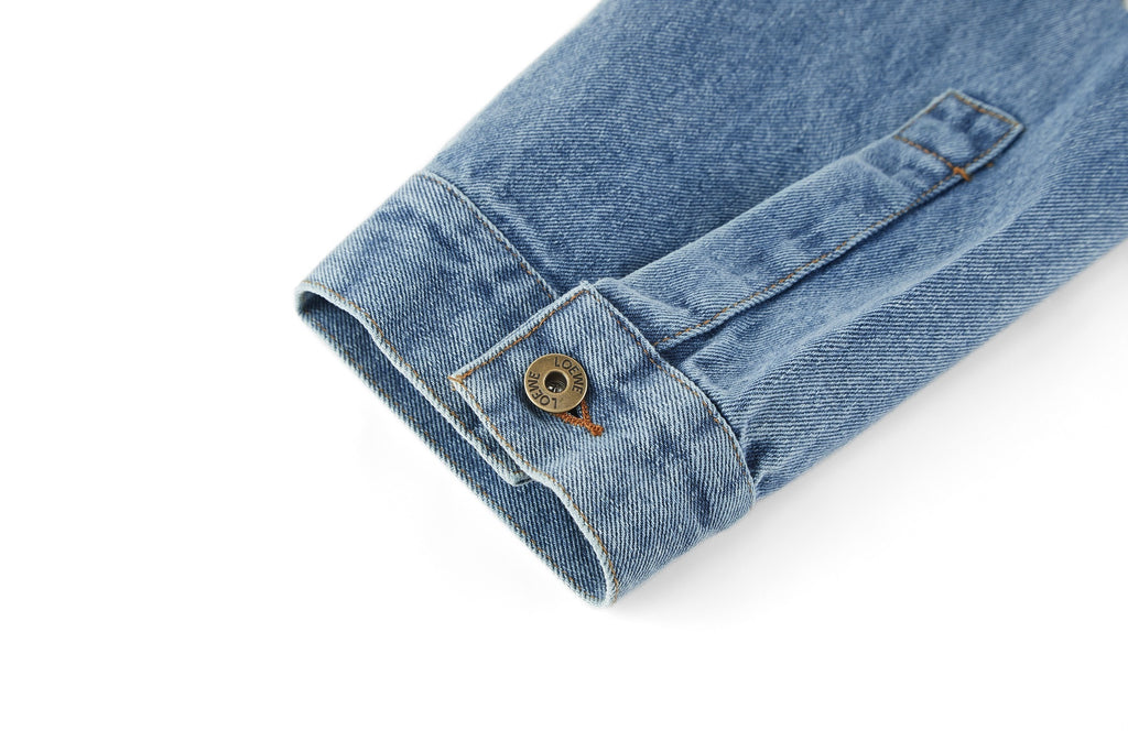 Loewe Laser Burnished Leather Logo Denim Jacket