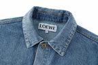 Loewe Laser Burnished Leather Logo Denim Jacket