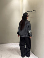 Loewe Laser Burnished Leather Logo Denim Jacket