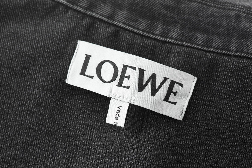 Loewe Laser Burnished Leather Logo Denim Jacket