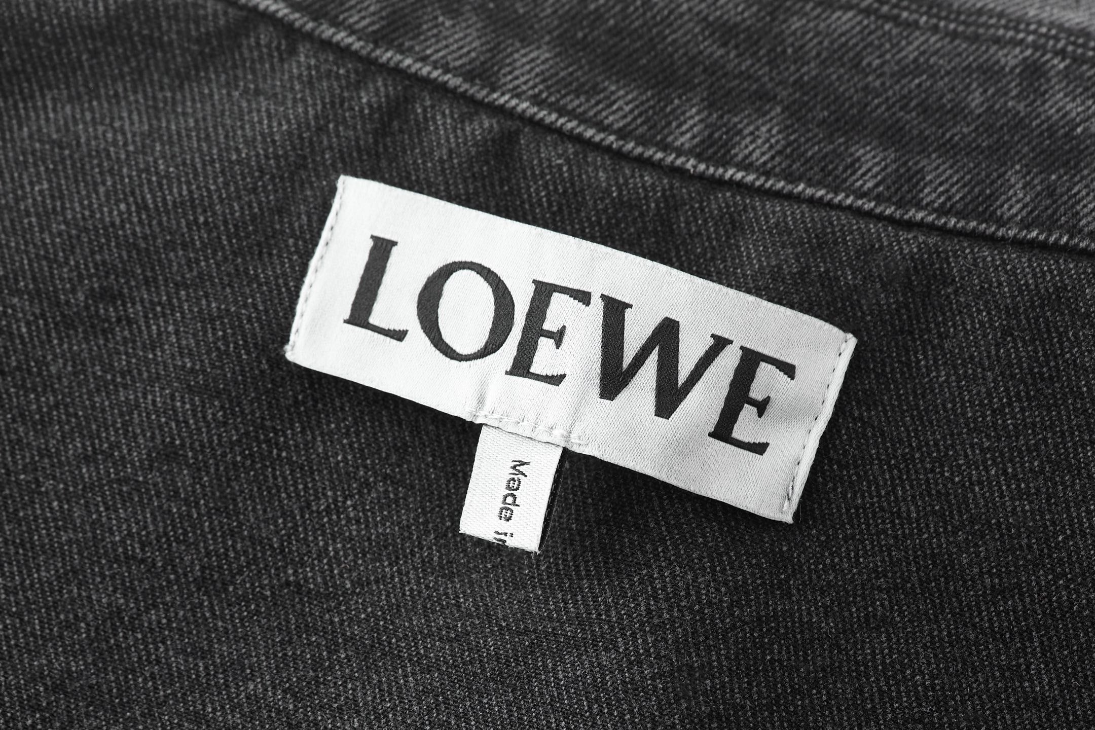 Loewe Laser Burnished Leather Logo Denim Jacket