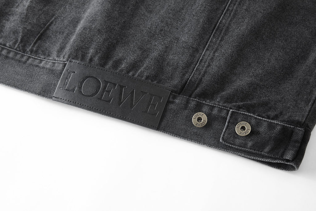 Loewe Laser Burnished Leather Logo Denim Jacket