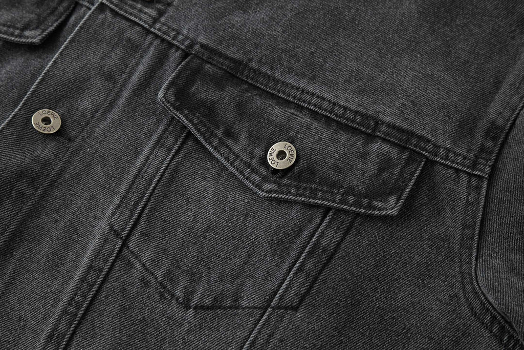 Loewe Laser Burnished Leather Logo Denim Jacket