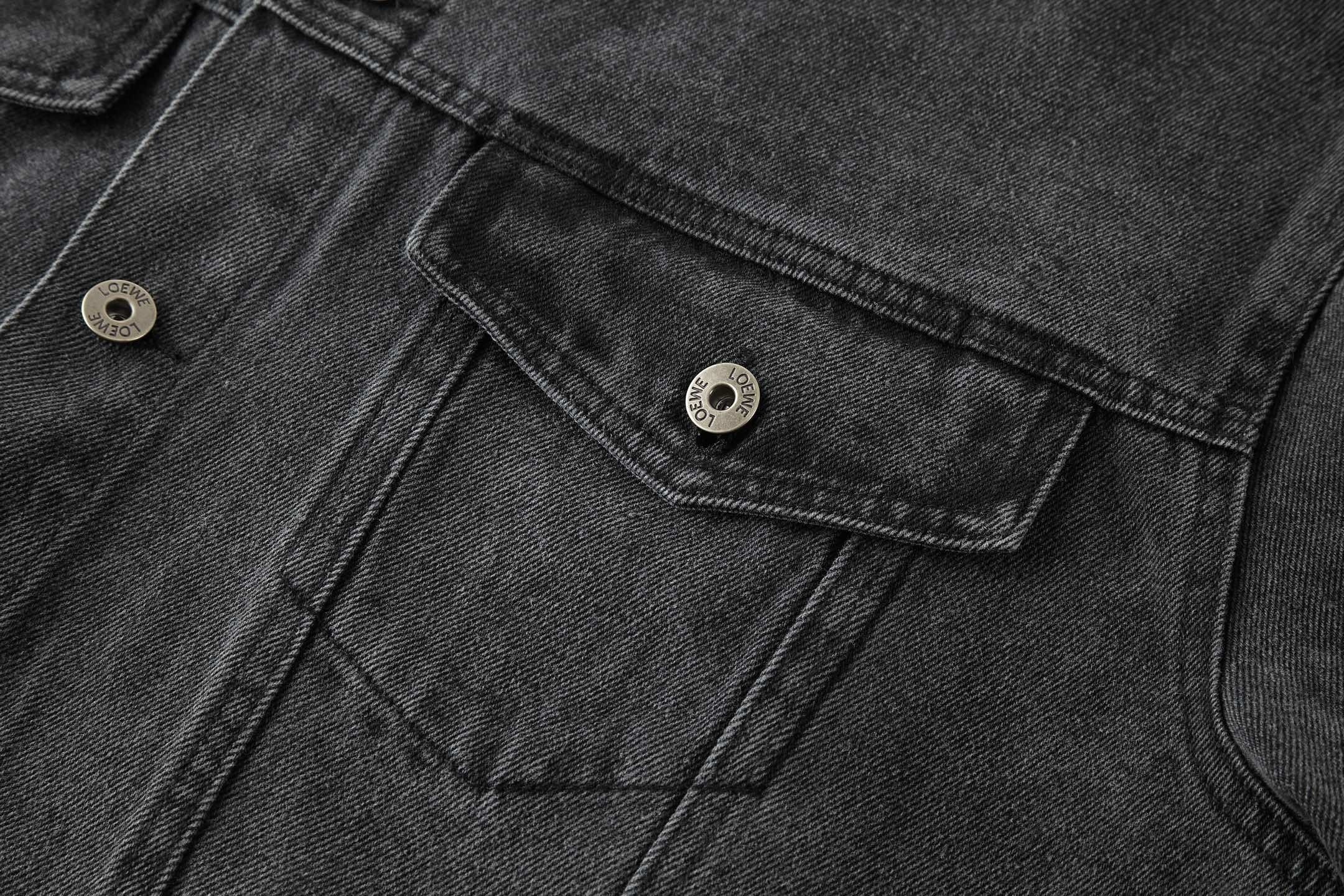 Loewe Laser Burnished Leather Logo Denim Jacket
