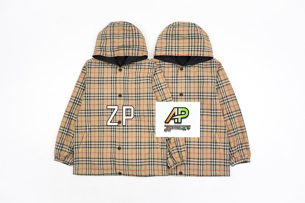 Burberry Plaid Reversible Hooded Jacket Zipper