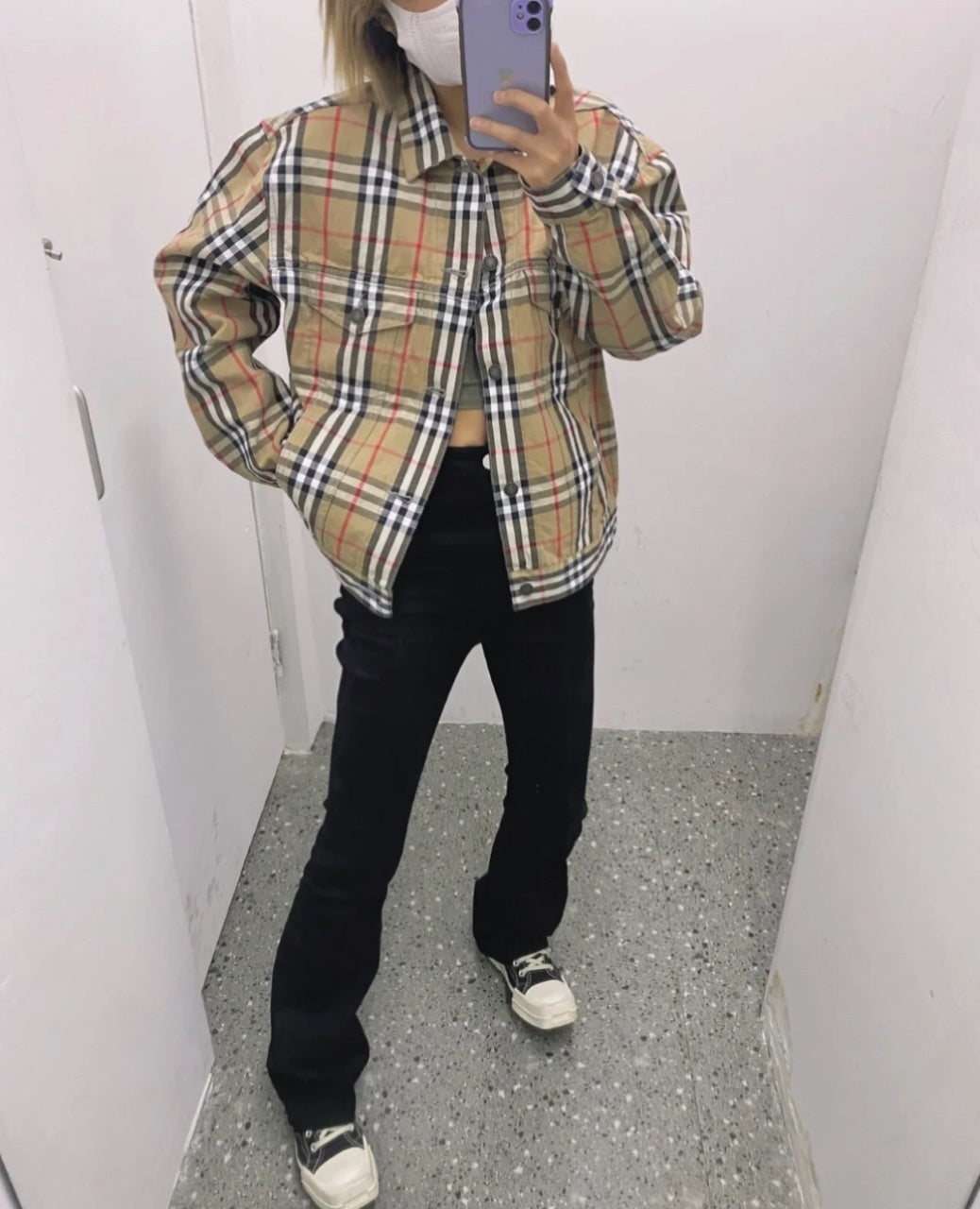 Burberry Double-Pocket Plaid Jacket