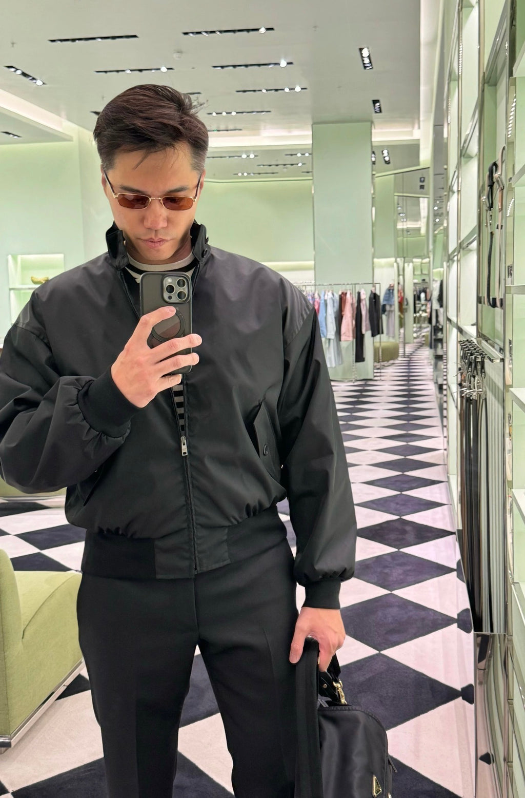 Prada 25 Nylon Harrington Flight Jacket