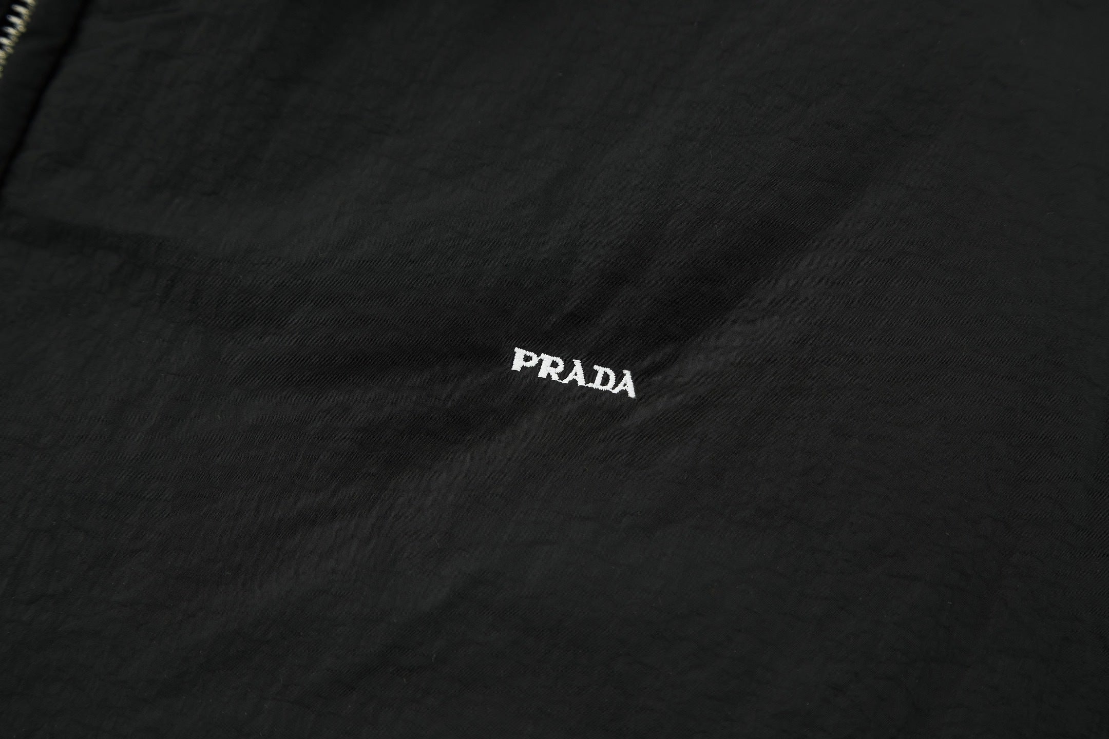 Prada Embroidered Logo Zip-Up Cotton Jacket