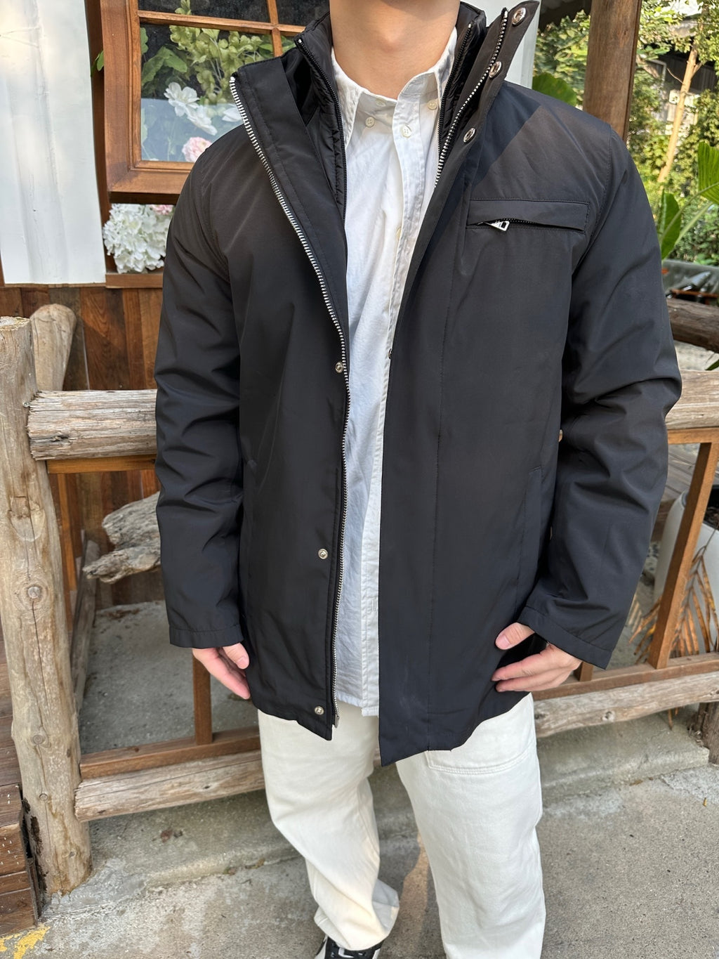 Prada Hooded Stand Collar Fabric Two-Piece Jacket