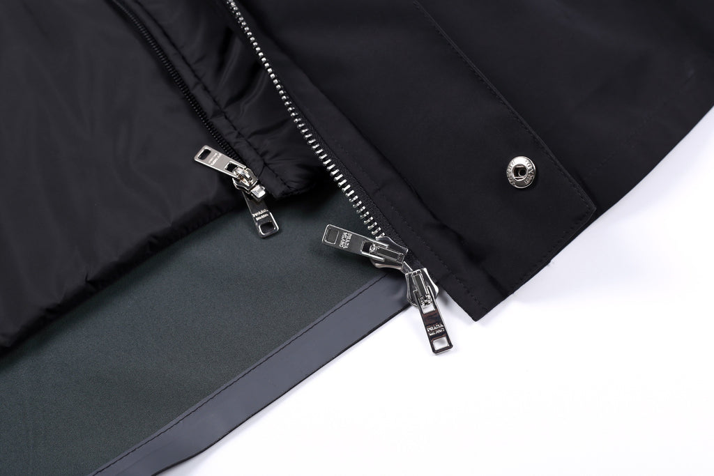Prada Hooded Stand Collar Fabric Two-Piece Jacket