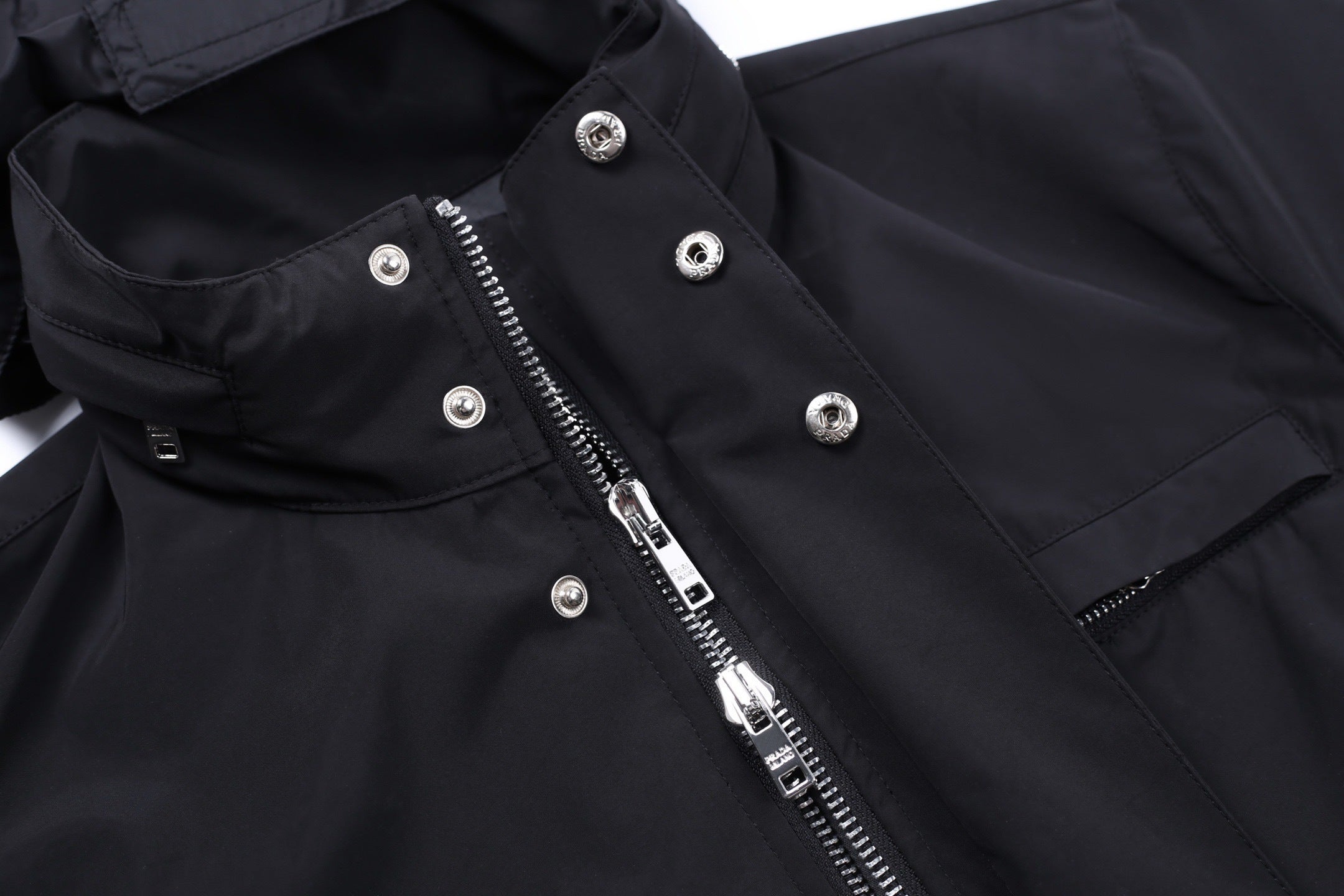 Prada Hooded Stand Collar Fabric Two-Piece Jacket