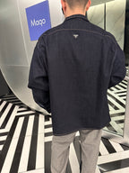 Prada Collared Loose Long-Sleeved Denim Jacket