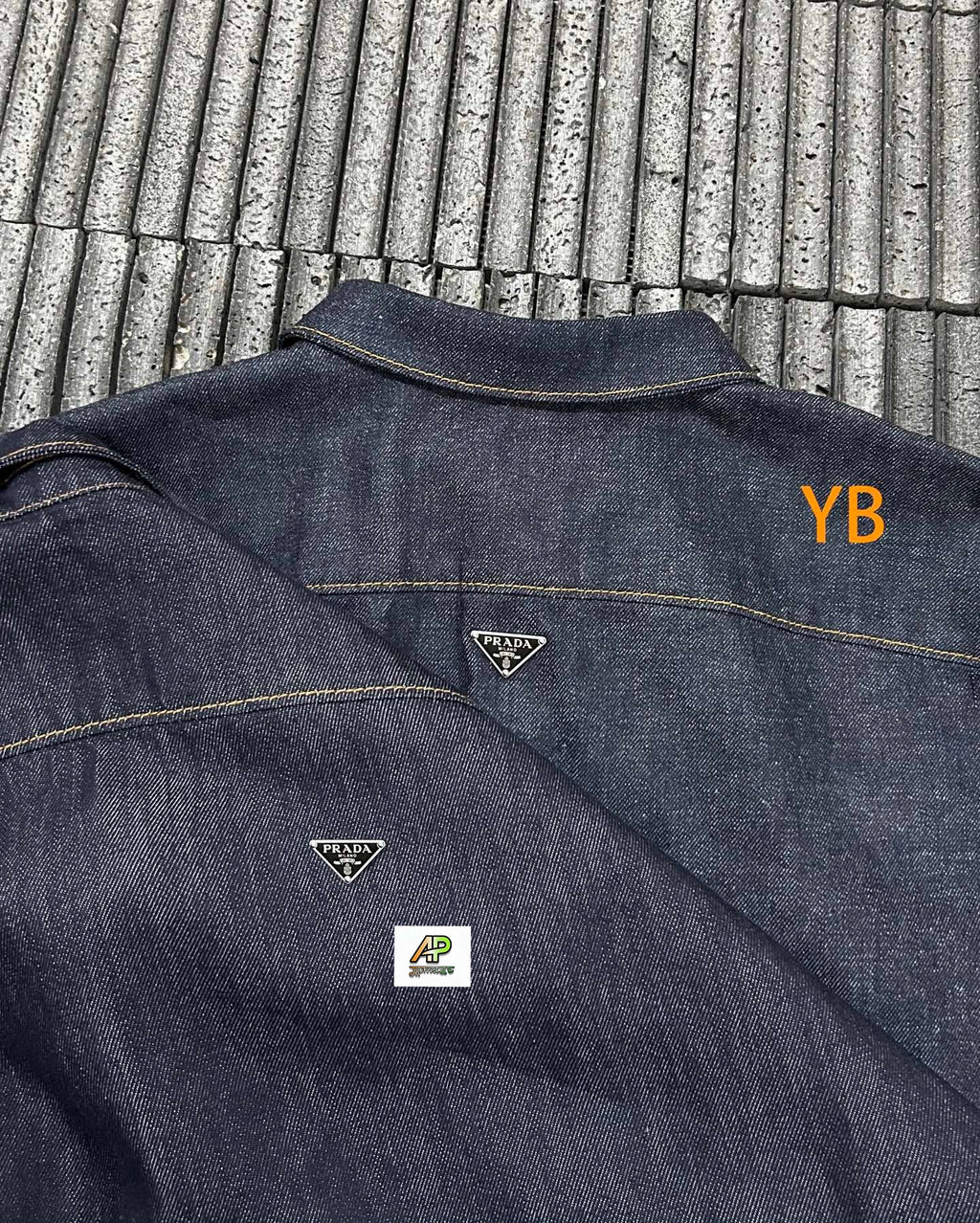 Prada Collared Loose Long-Sleeved Denim Jacket