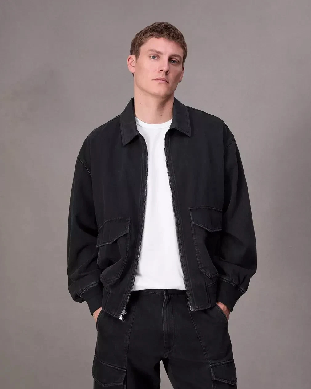 Prada Distressed Cotton Jacket with Triangular Leather Label