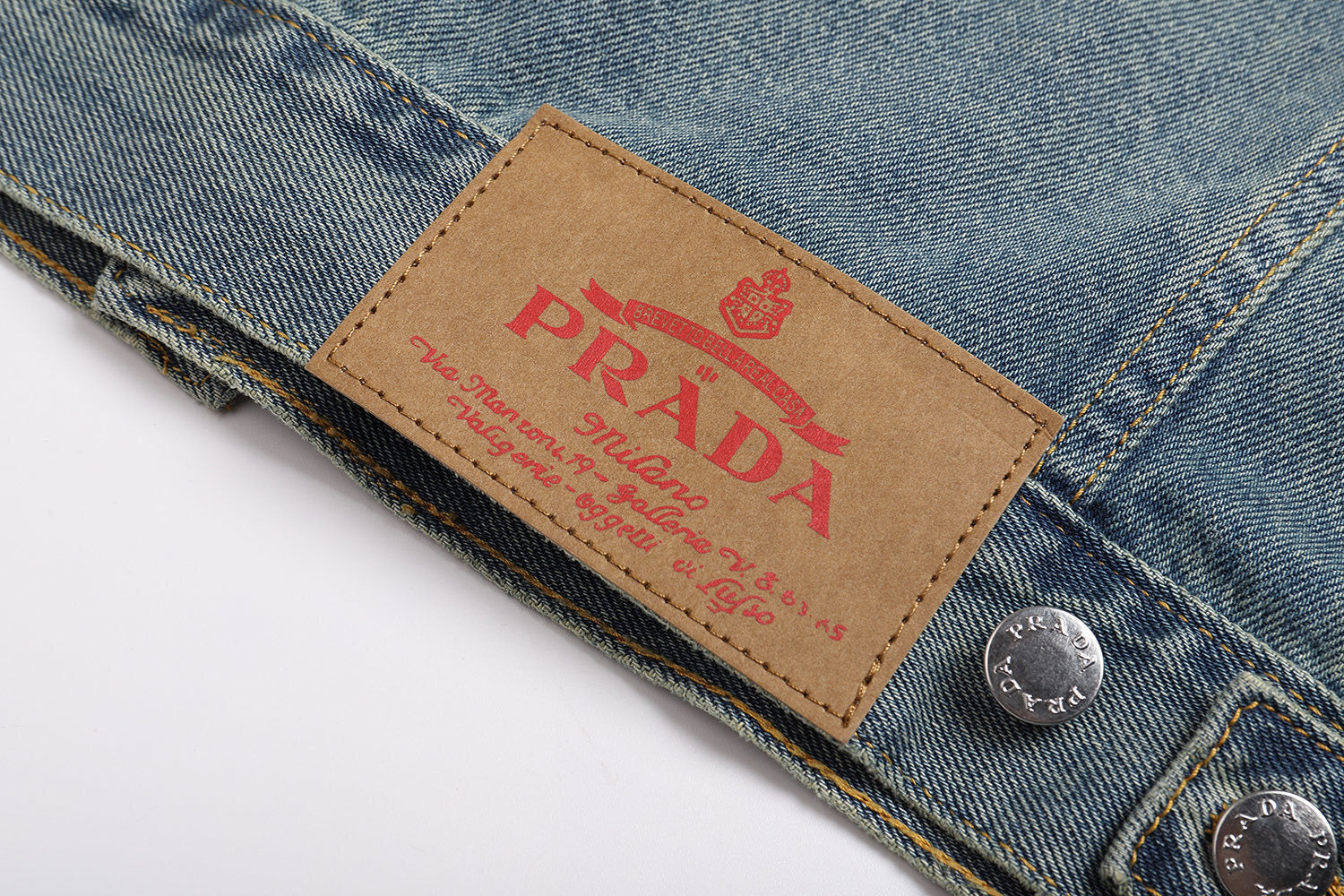 Prada Classic Solid Color Washed Casual Denim Jacket