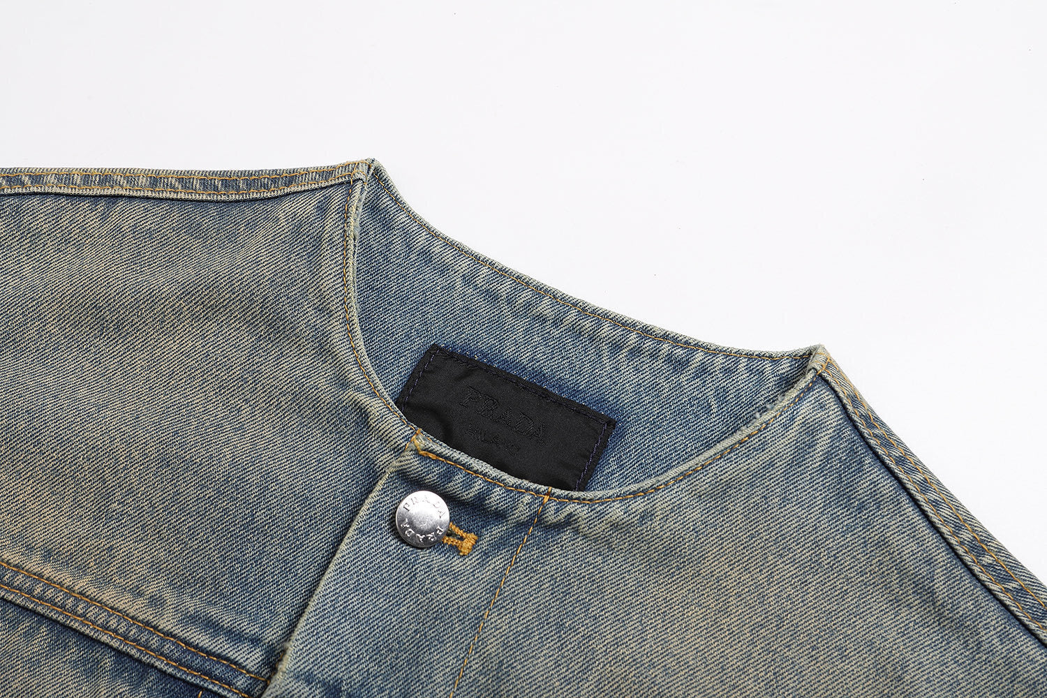 Prada Classic Solid Color Washed Casual Denim Jacket