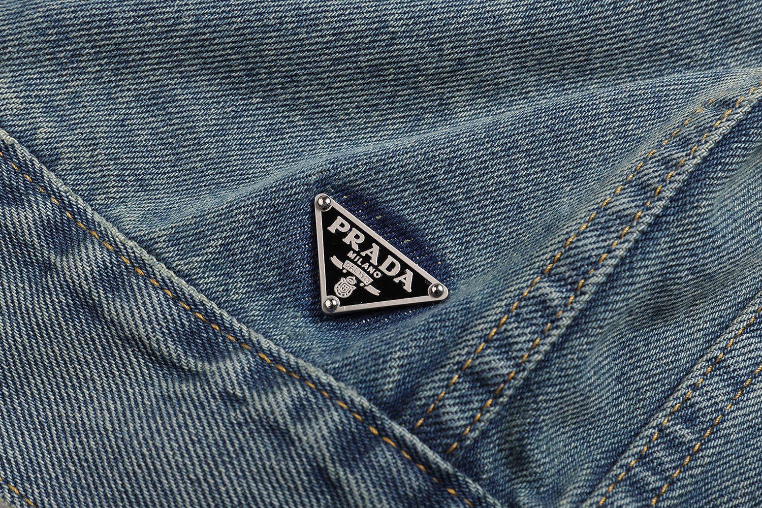 Prada Classic Solid Color Washed Casual Denim Jacket