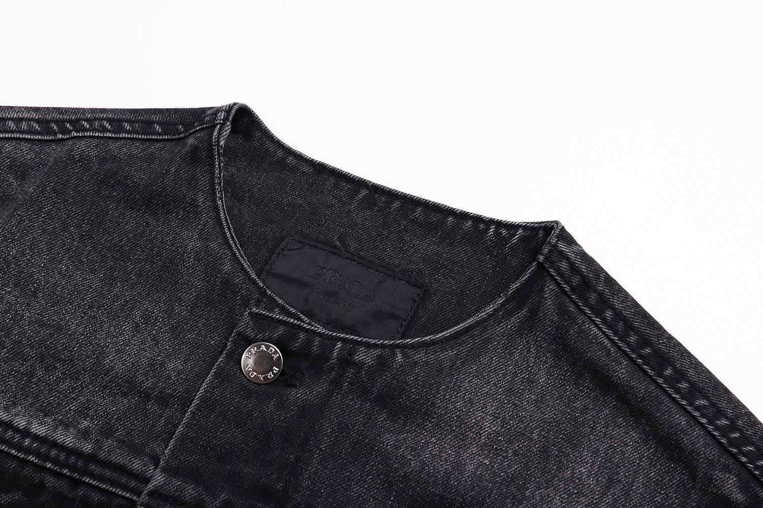 Prada Classic Solid Color Washed Casual Denim Jacket