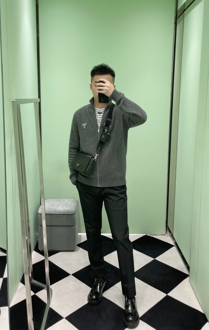 Prada Old Money Wool Zip-Up Cardigan Jacket