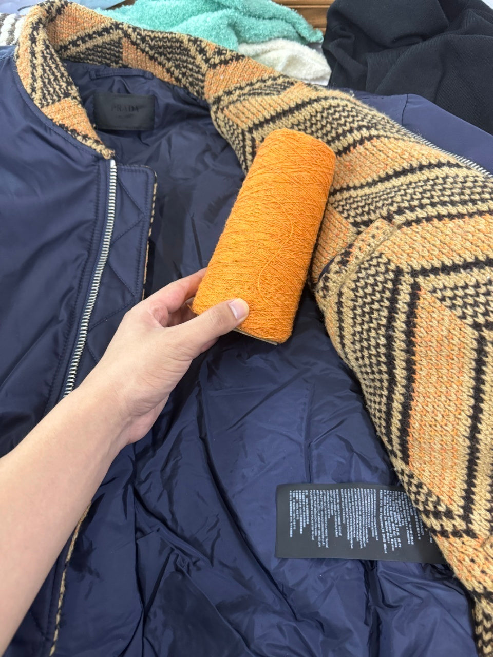 Prada Patchwork Logo Zip-Up Bomber Jacket