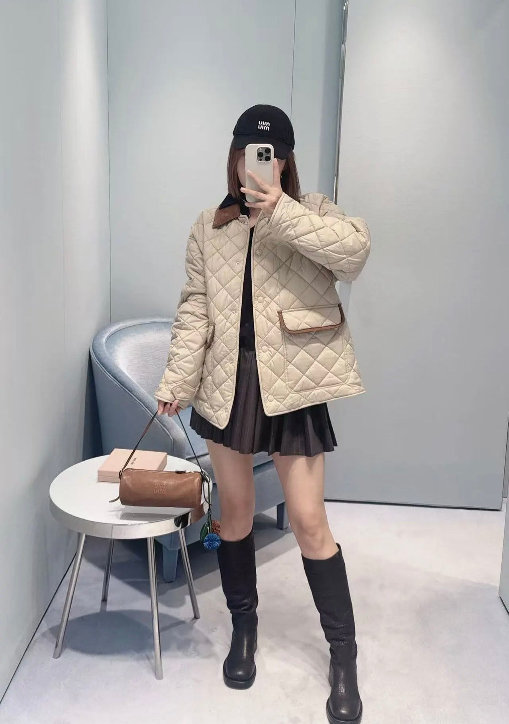 Miu Miu 25FW Diamond Quilted Cotton Jacket