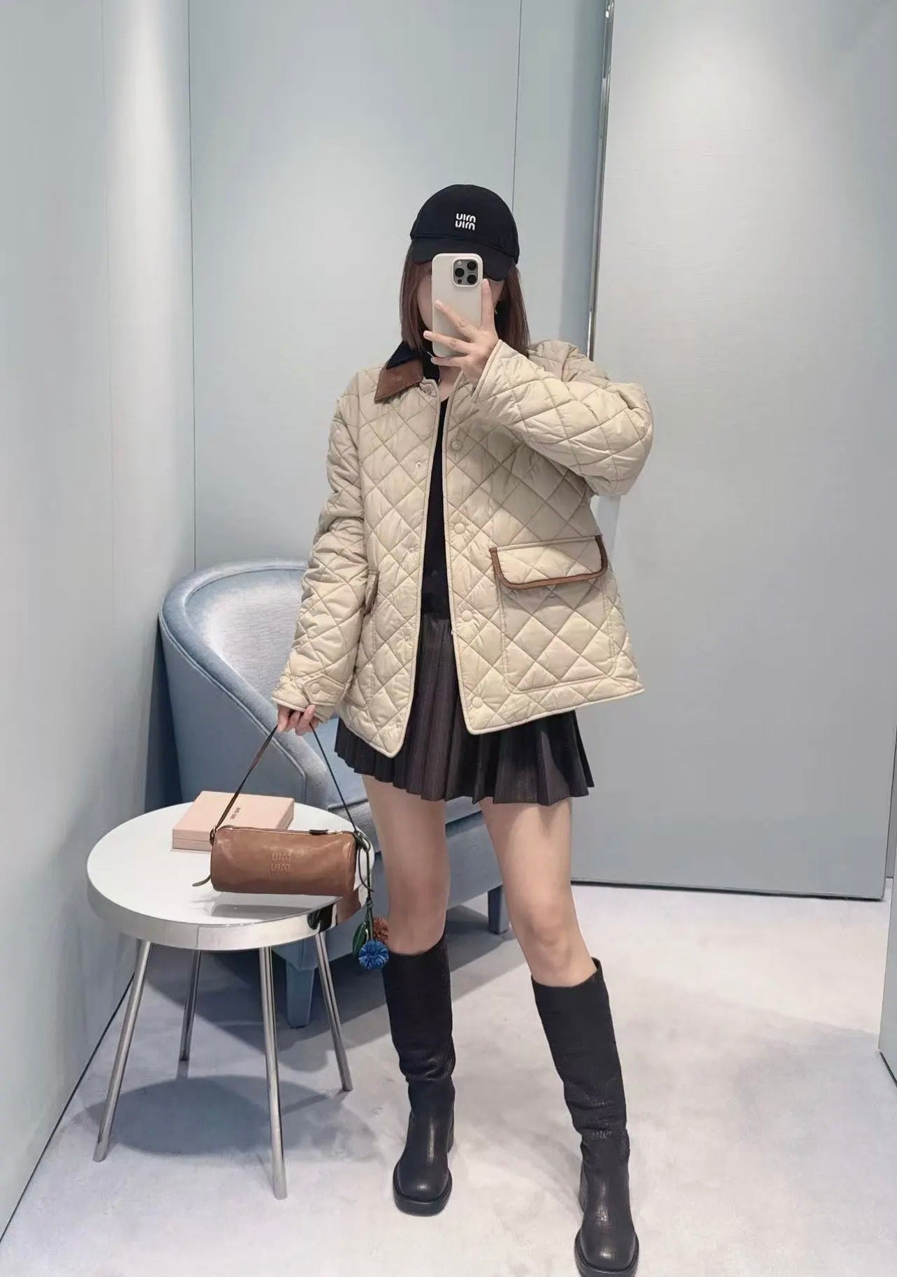 Miu Miu 25FW Diamond Quilted Cotton Jacket