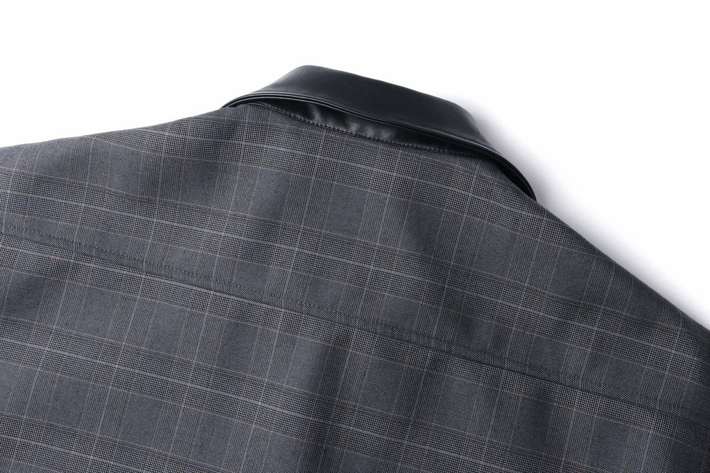 Miu Miu Collared Plaid Letter Embroidered Long-Sleeved Jacket