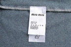 Miu Miu Hooded Embroidered Solid Color Zip-Up Denim Jacket