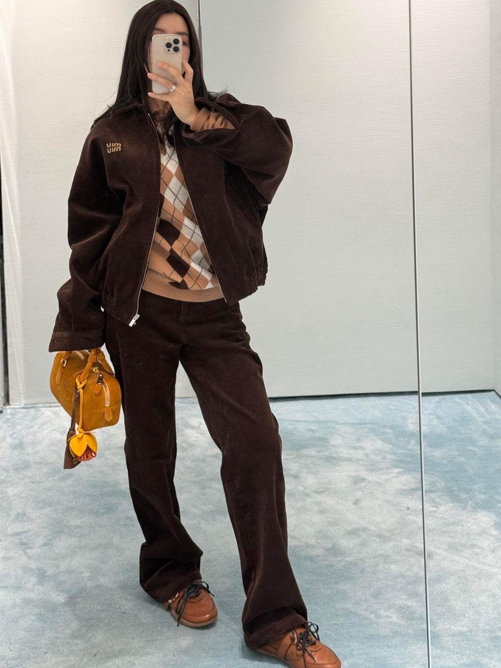 Miu Miu Letter Embroidery Corduroy Jacket