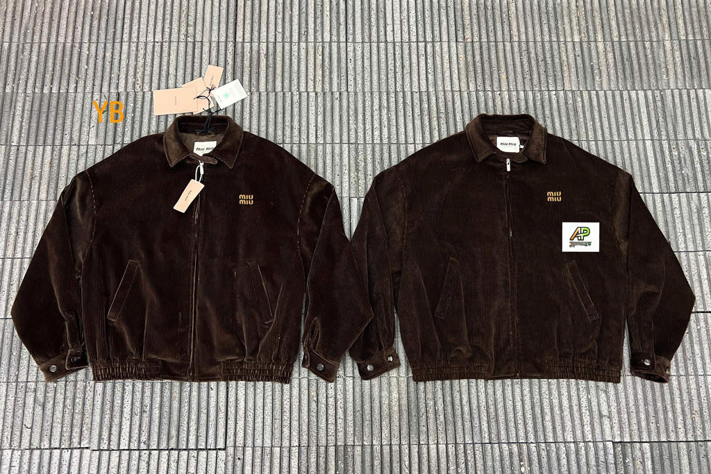 Miu Miu Letter Embroidery Corduroy Jacket