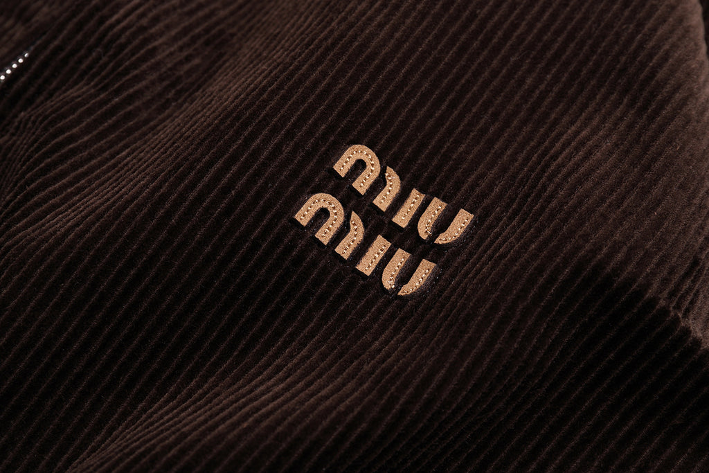 Miu Miu Letter Embroidery Corduroy Jacket