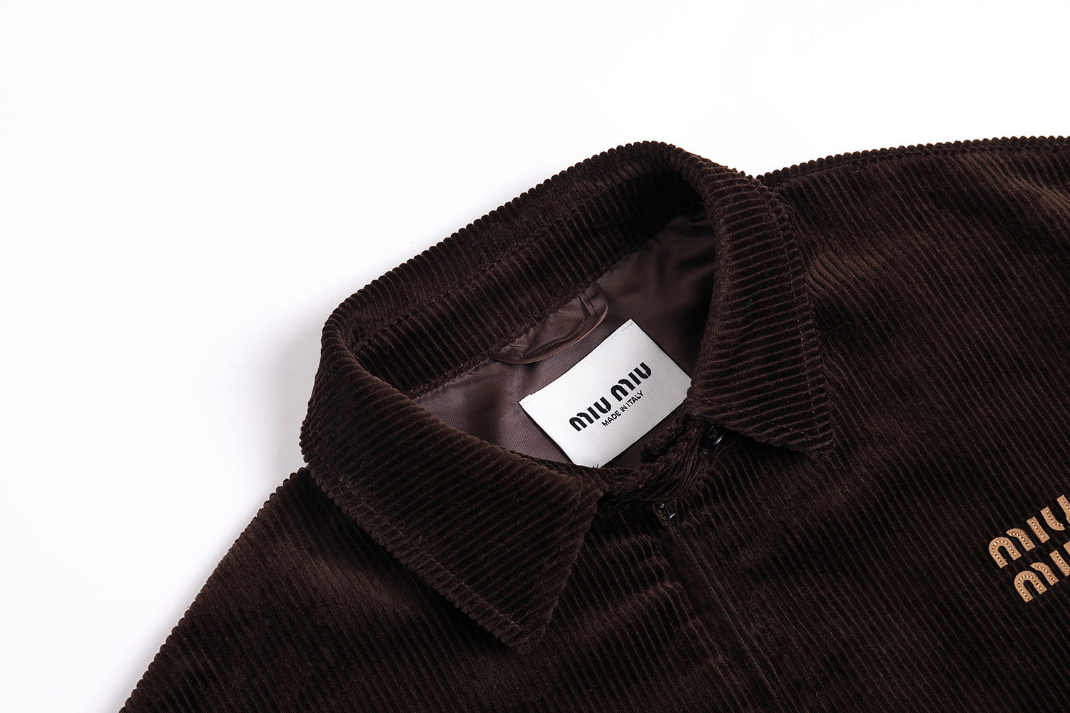 Miu Miu Letter Embroidery Corduroy Jacket