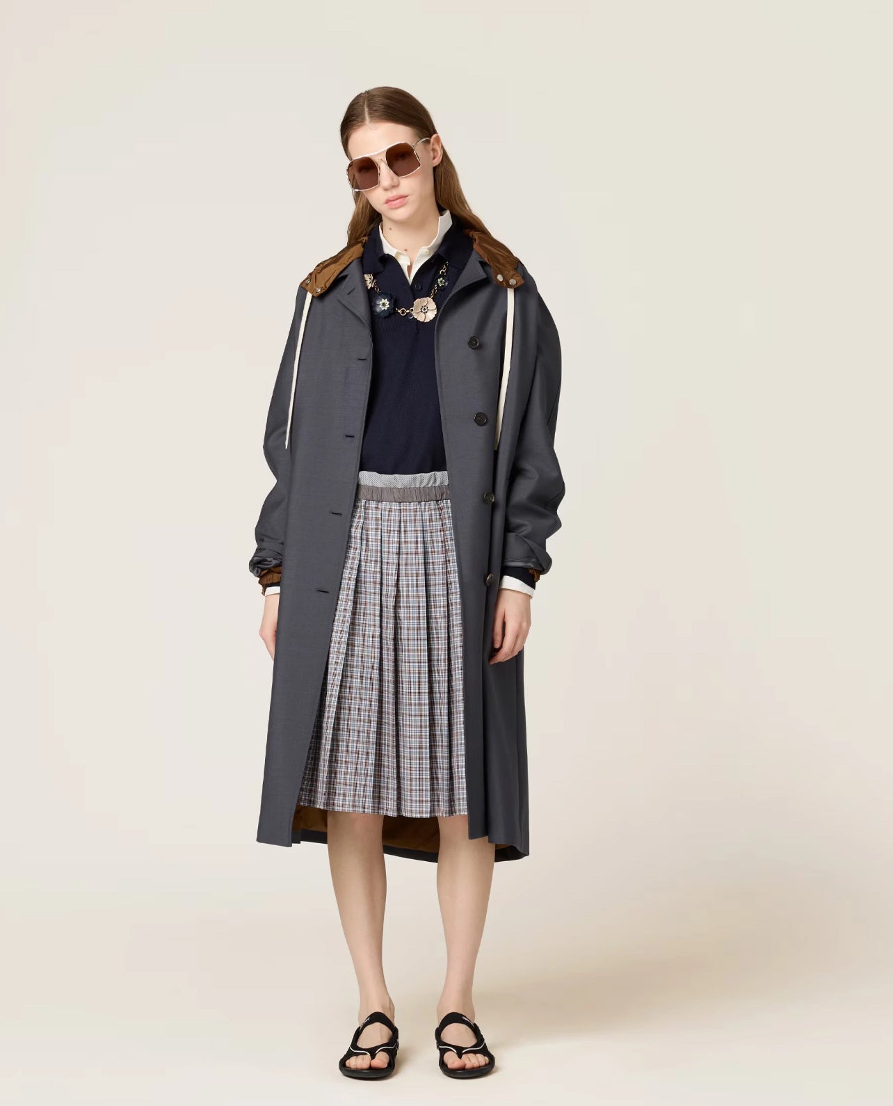 Miu Miu Double-Layer Mohair Trench Coat