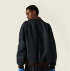 Miu Miu Dark Green Plaid Cotton-Padded Jacket