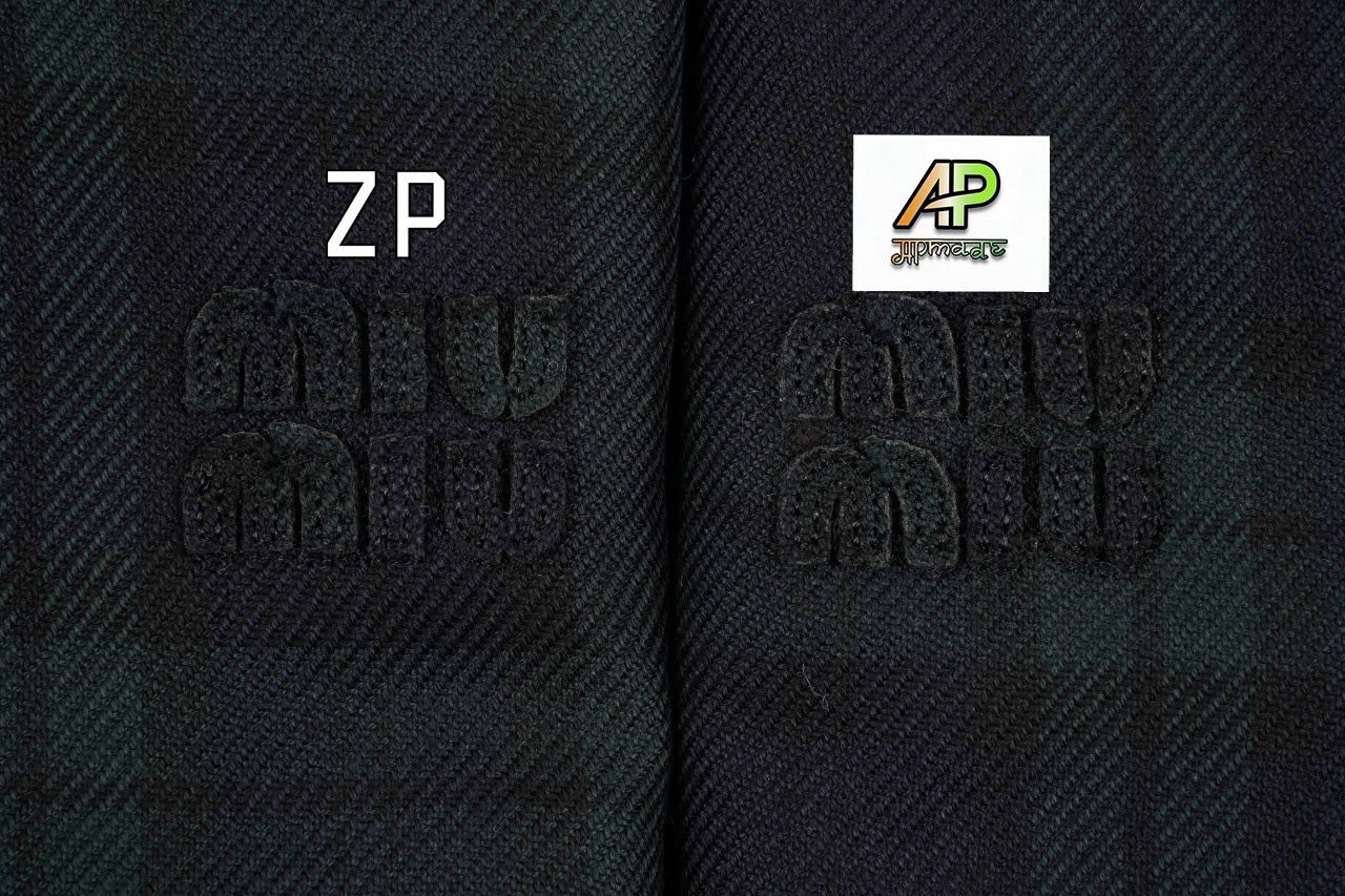 Miu Miu Dark Green Plaid Cotton-Padded Jacket