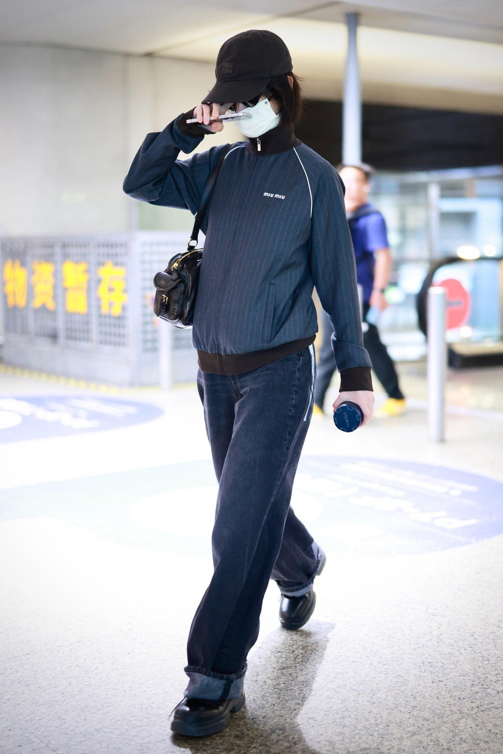 Miu Miu Stand-Up Collar Pinstripe Zip-Up Jacket