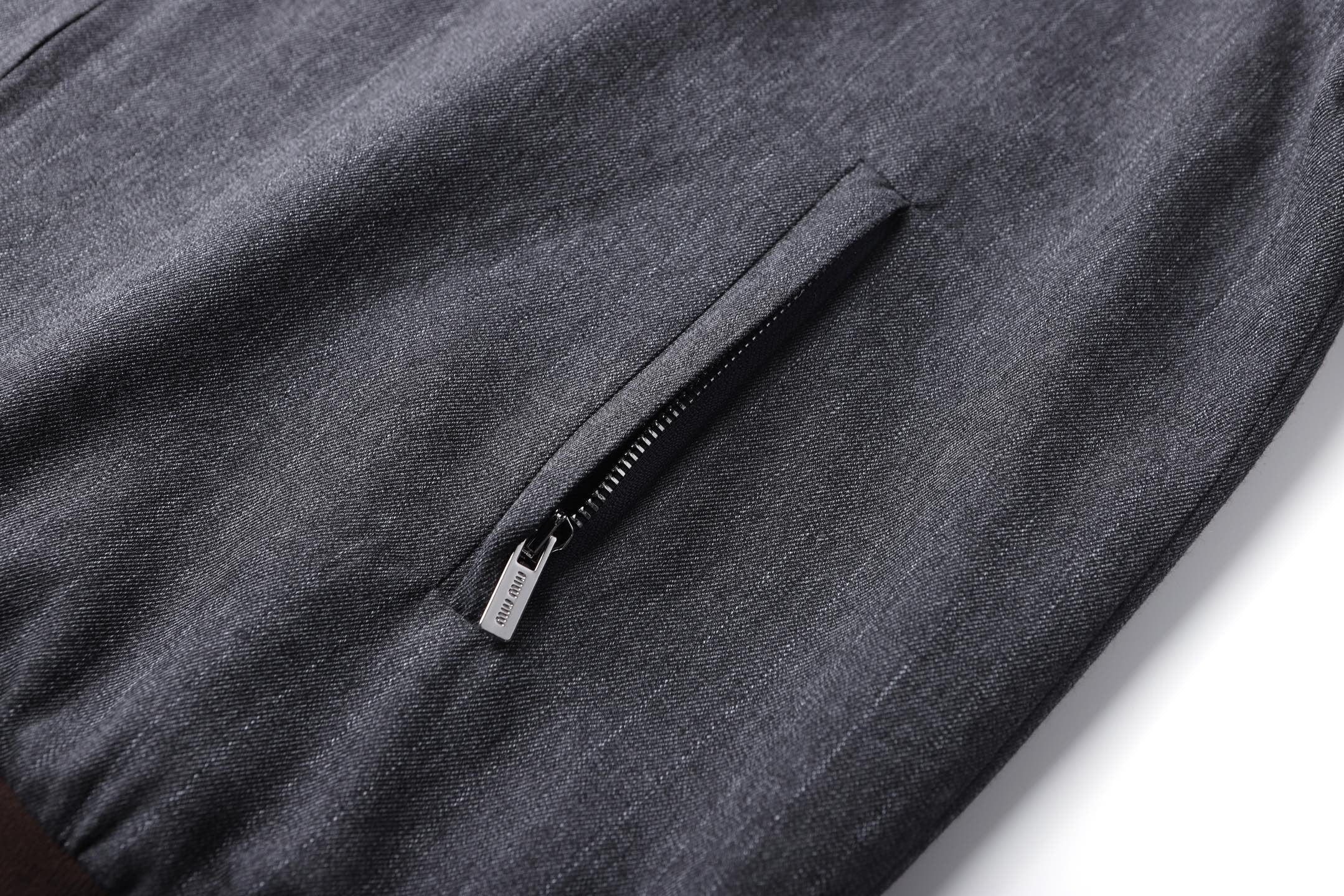 Miu Miu Stand-Up Collar Pinstripe Zip-Up Jacket